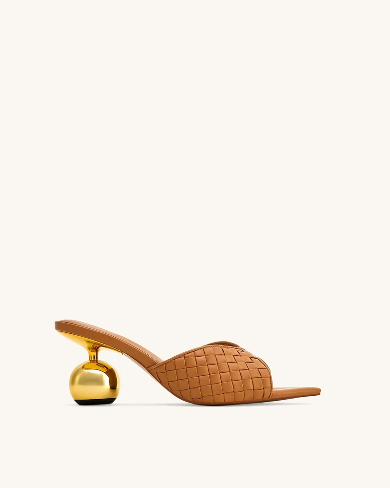 Ellie Braided Sphere Heel Mules - Khaki