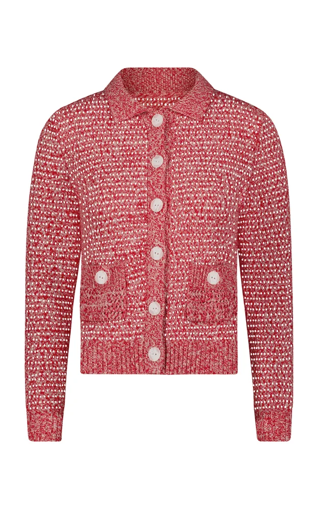 Cable Mesh Cotton-Blend Cardigan