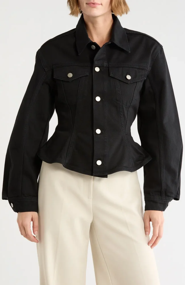 Fluted Crop Denim Jacket