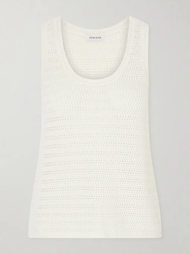 Arie open-knit cotton-blend tank