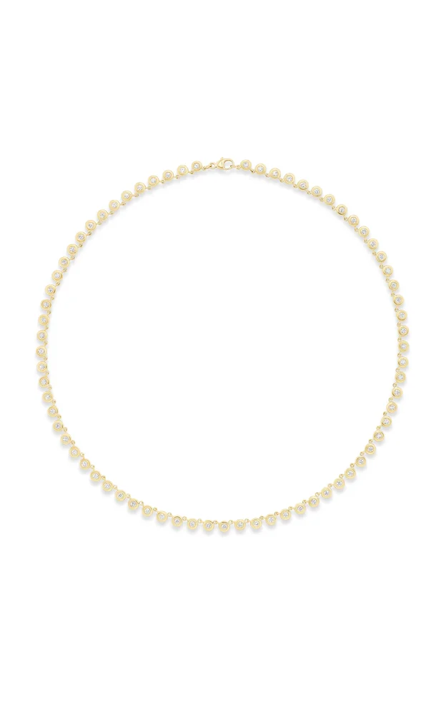 Double Bubble 18K Yellow Gold Diamond Tennis Necklace