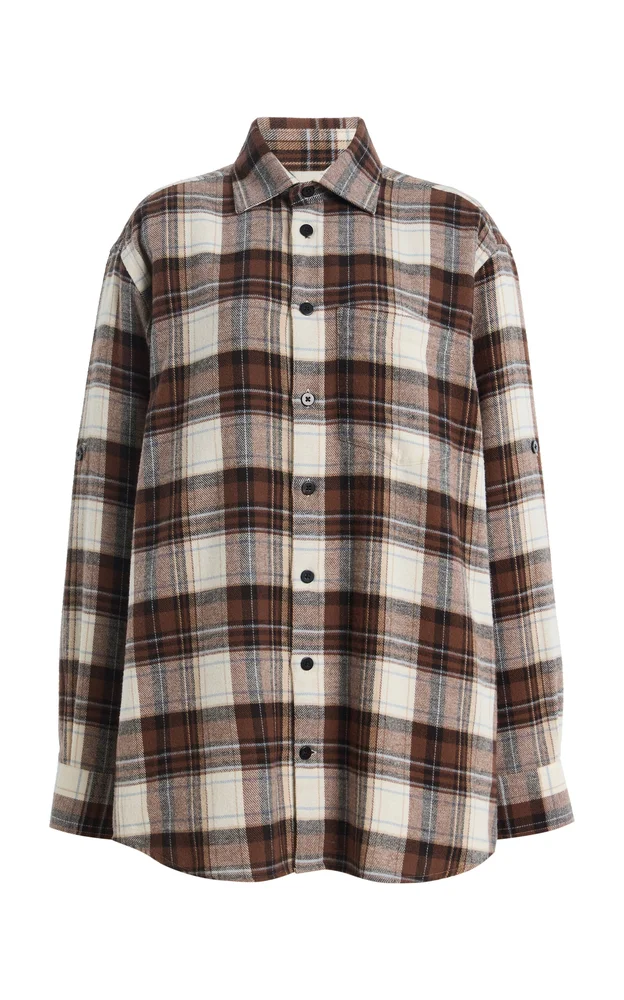 Exclusive The Oversized Plaid Cotton Flannel Shirt