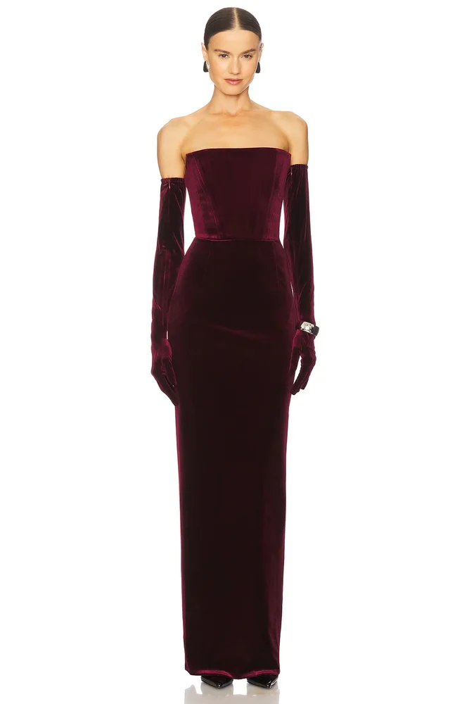 Florentina Strapless Velvet Gown