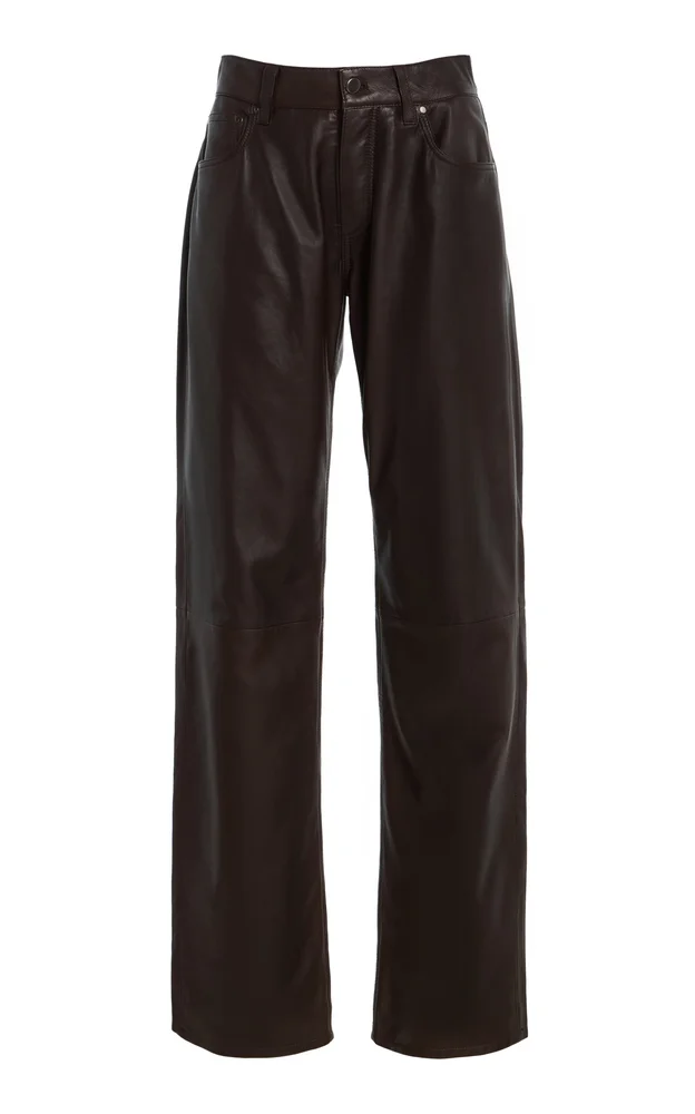 Low Rise Baggy Leather Pants