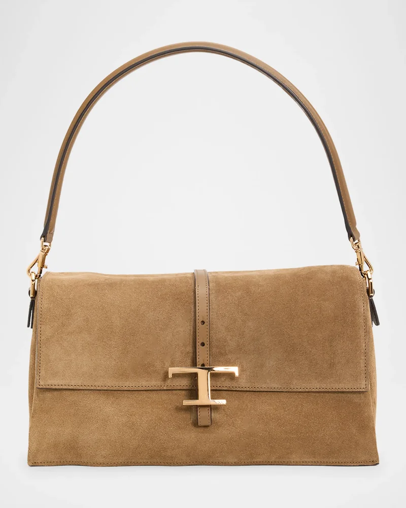 T Timeless Suede Top-Handle Bag