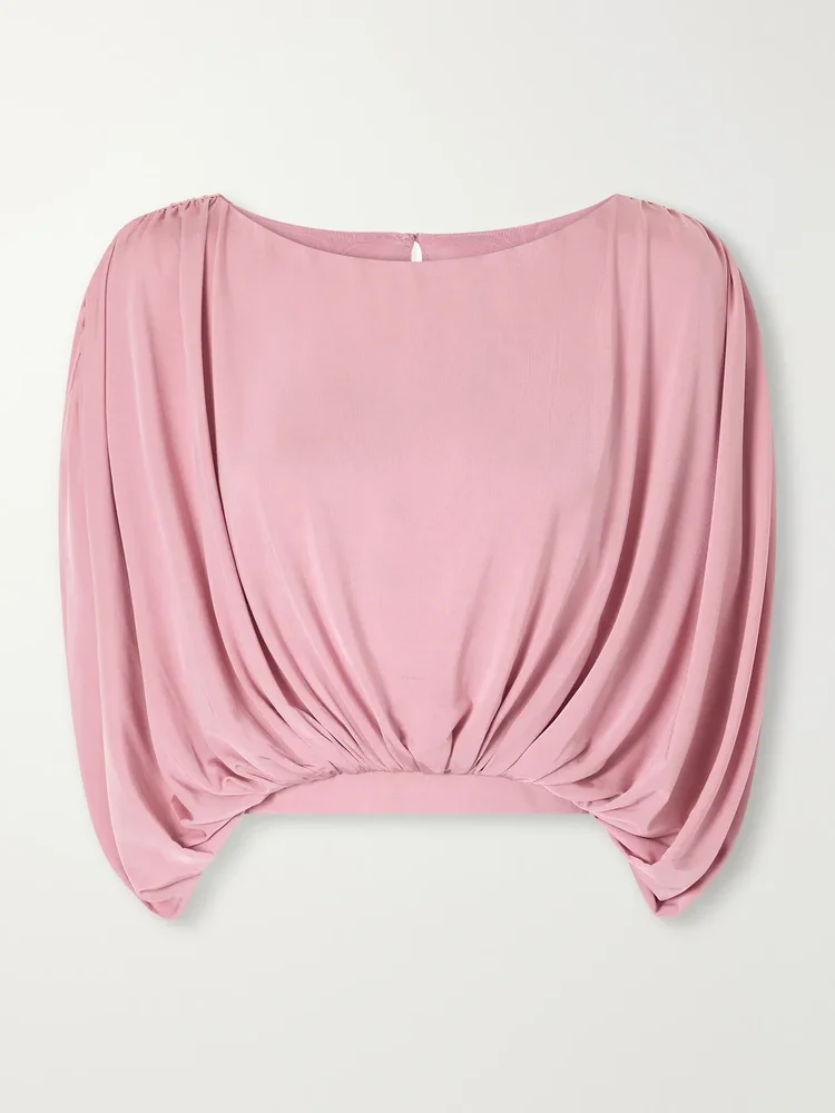 Draped stretch-jersey blouse
