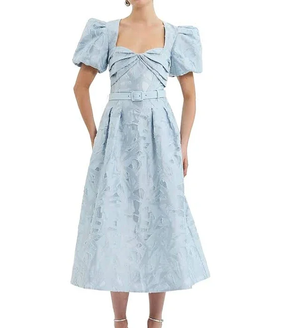 Rebecca Vallance Women's Anneli Jacquard Belted Midi-Dress