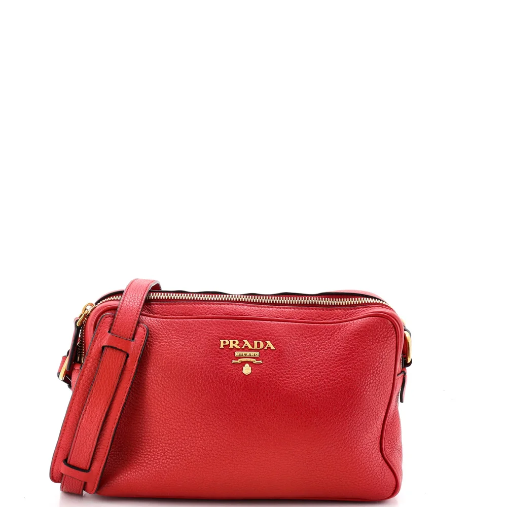 prada Double Zip Camera Bag Vitello Phenix Medium
