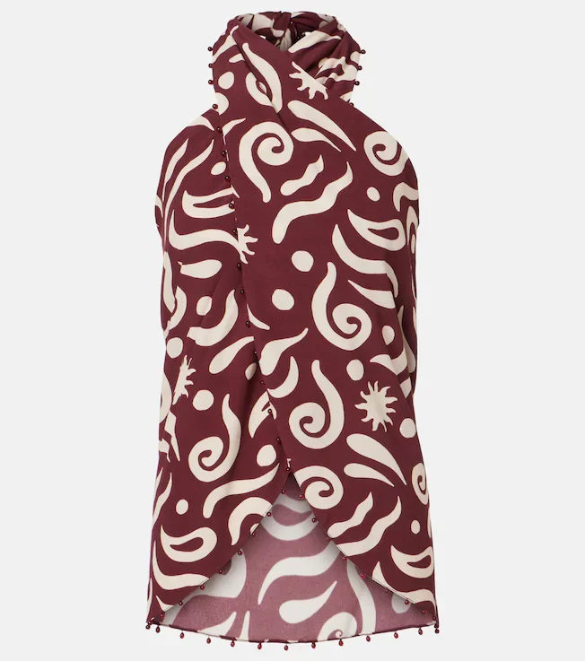 Zauma beaded printed top