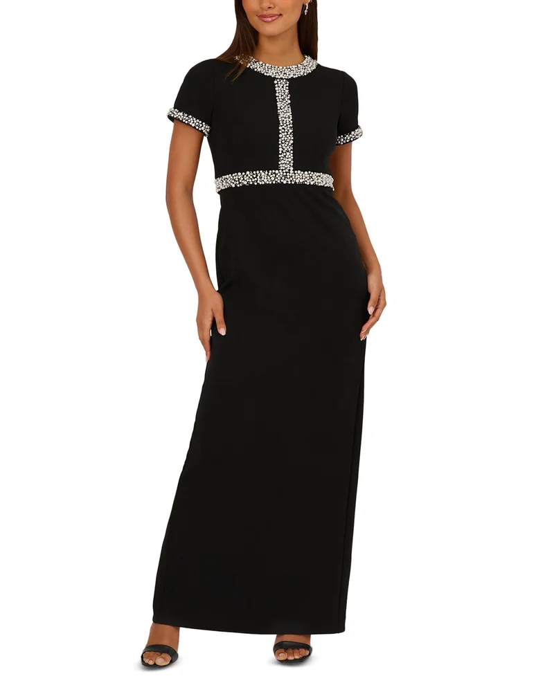 Embellished Crepe Gown