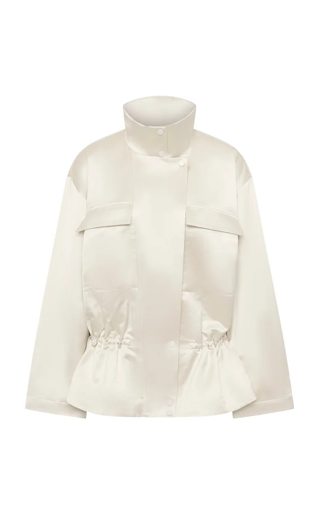 Structured Cotton-Blend Satin Utility Parka