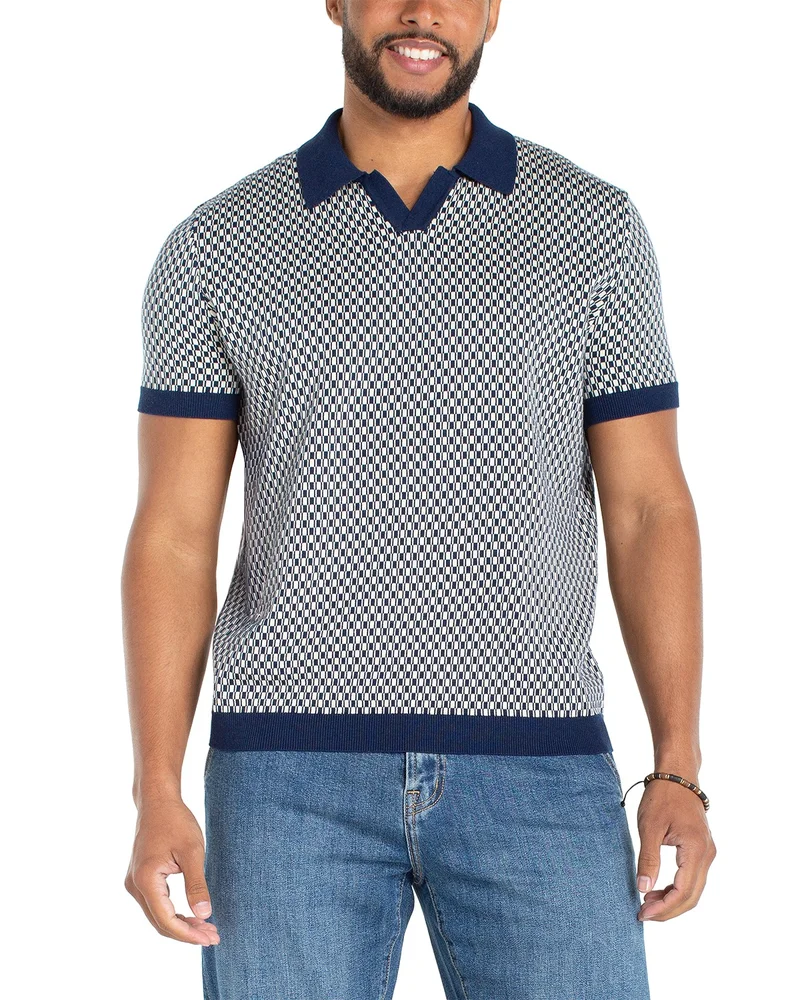 Short Sleeve Johnny Collar Sweater Shirt