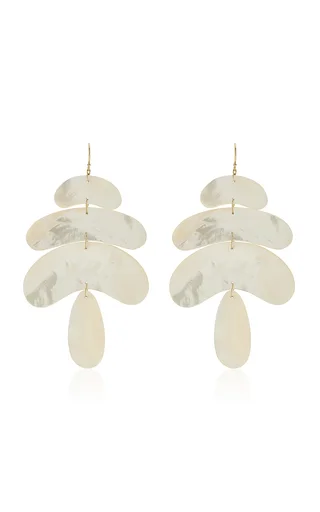 18K Yellow Gold Mother of Pearl Earrings