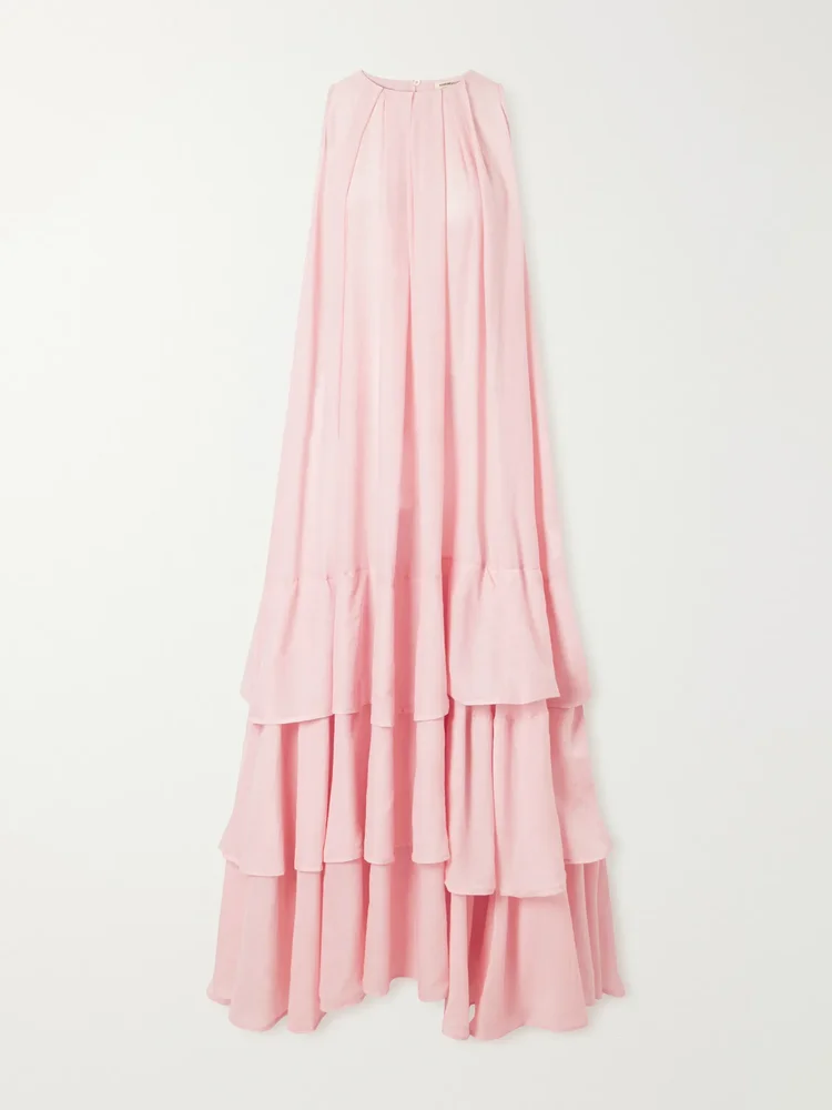 Ruffled cotton poplin maxi dress