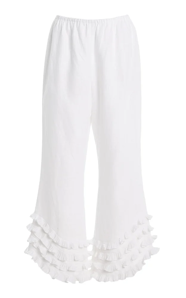 Florence Ruffled Linen Pants