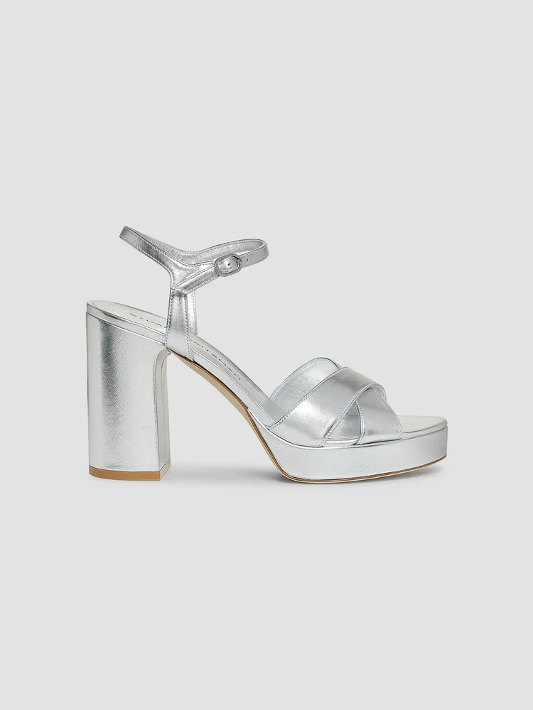 Dayna 100MM Metallic Leather Platform Sandals