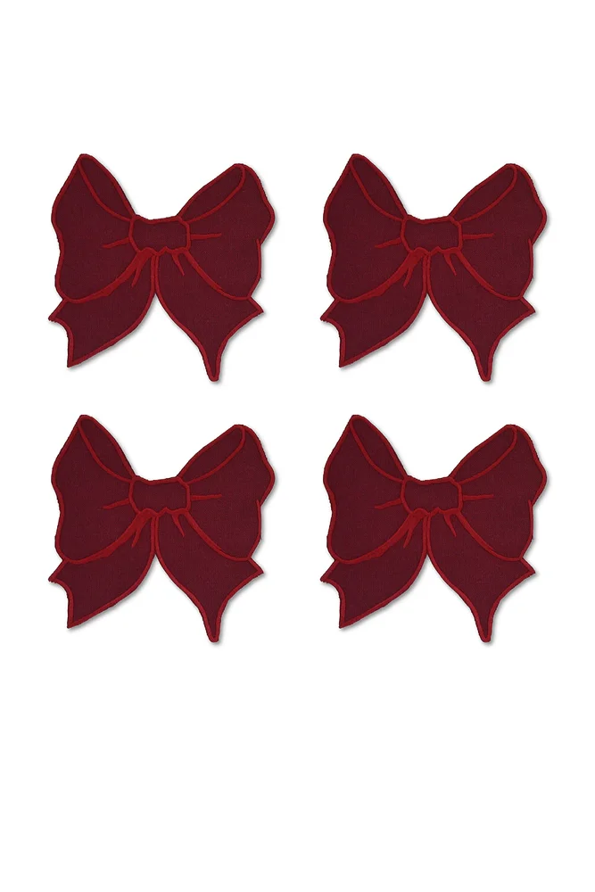 Burgundry Bow Cocktail Napkins
