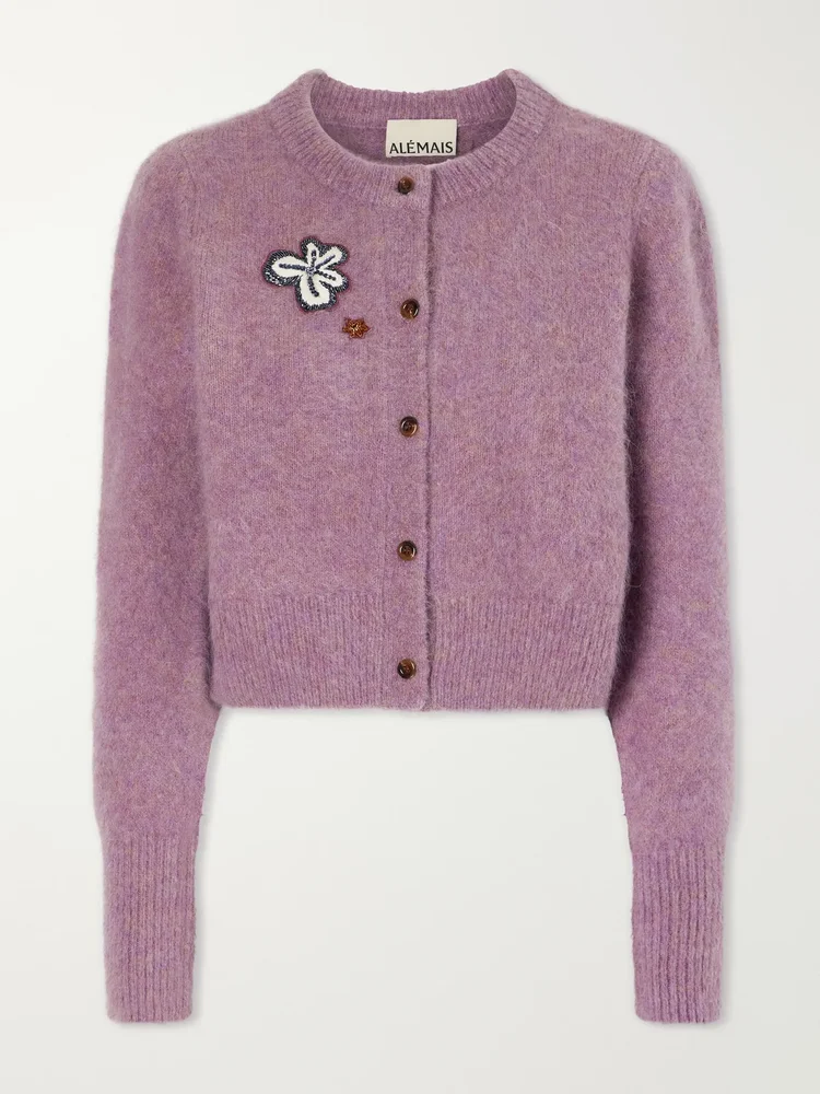 Reggie sequin-embellished mohair, alpaca and wool-blend cardigan