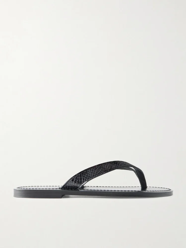 Torino snake-effect leather thong sandals