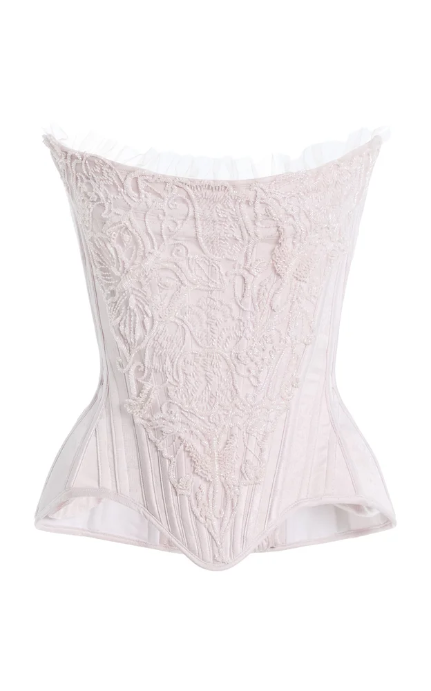 Relic Embroidered Silk-Jacquard Wasp Corset