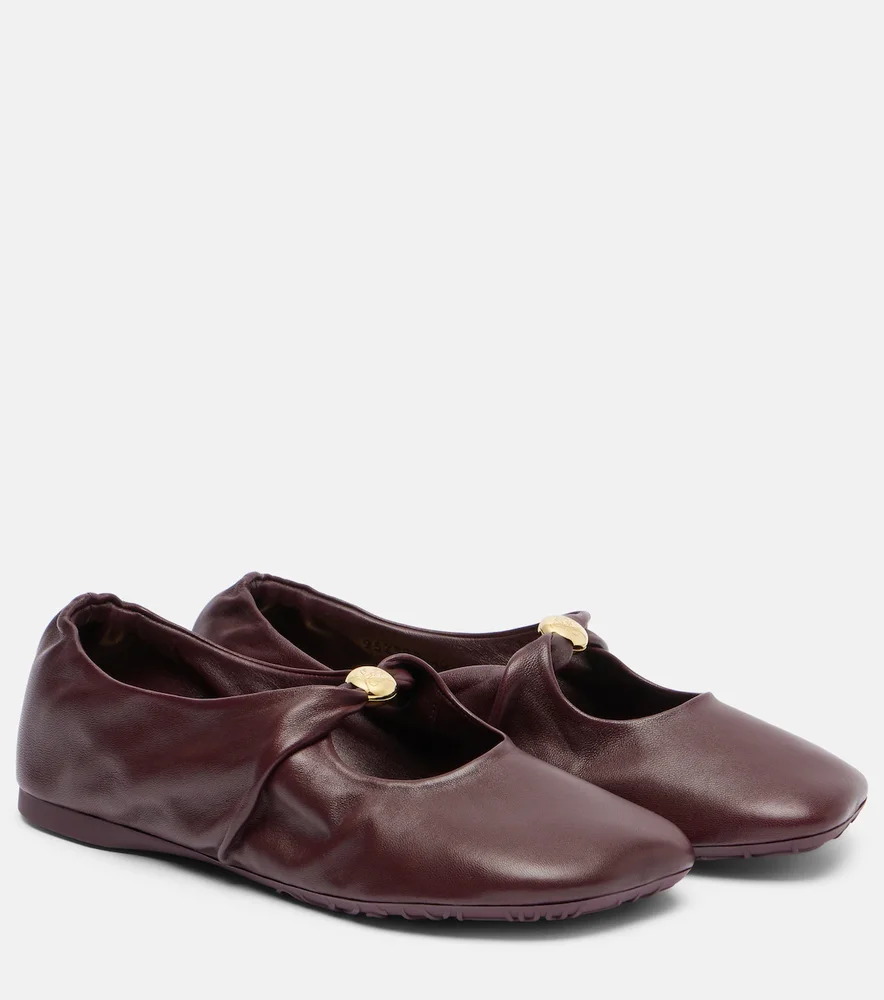 Pebble Soft leather Mary Jane flats (Burgundy)