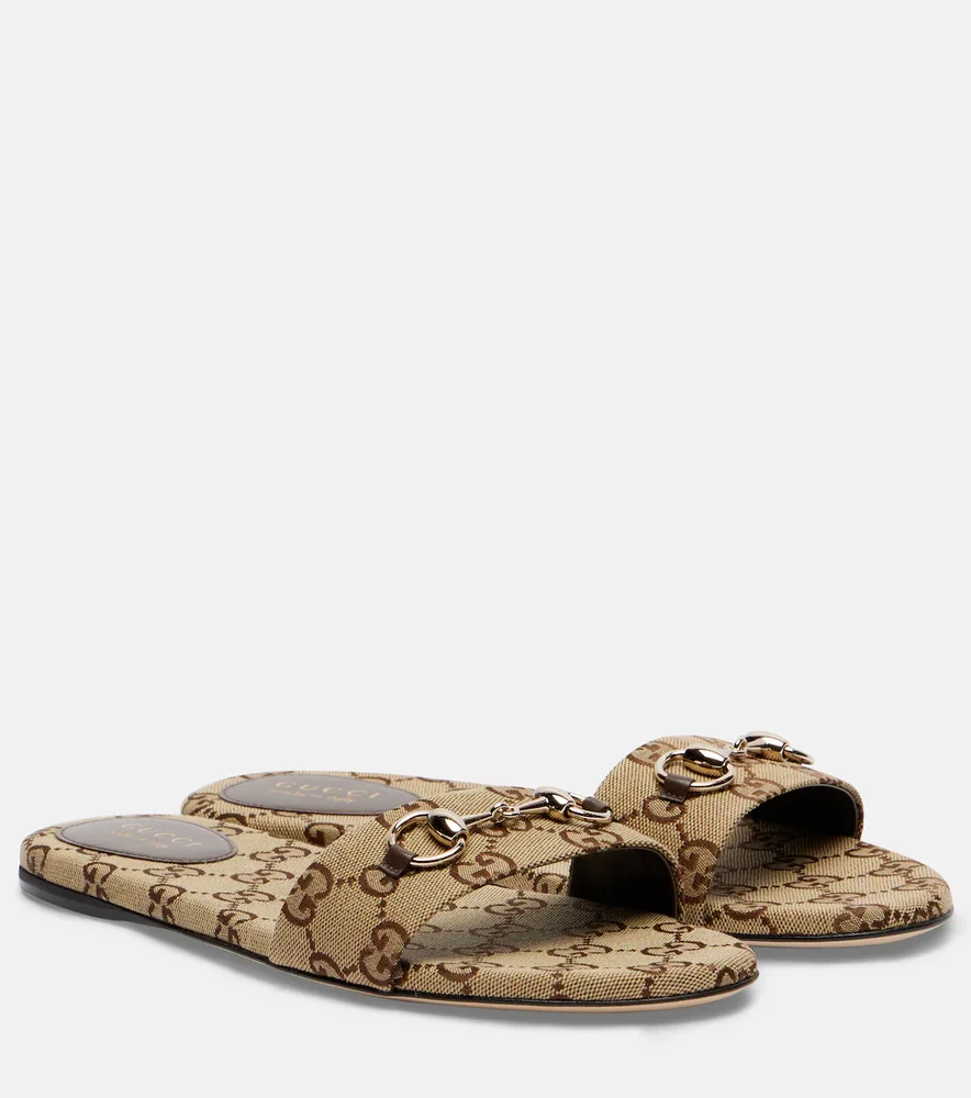 Horsebit GG Canvas Slides