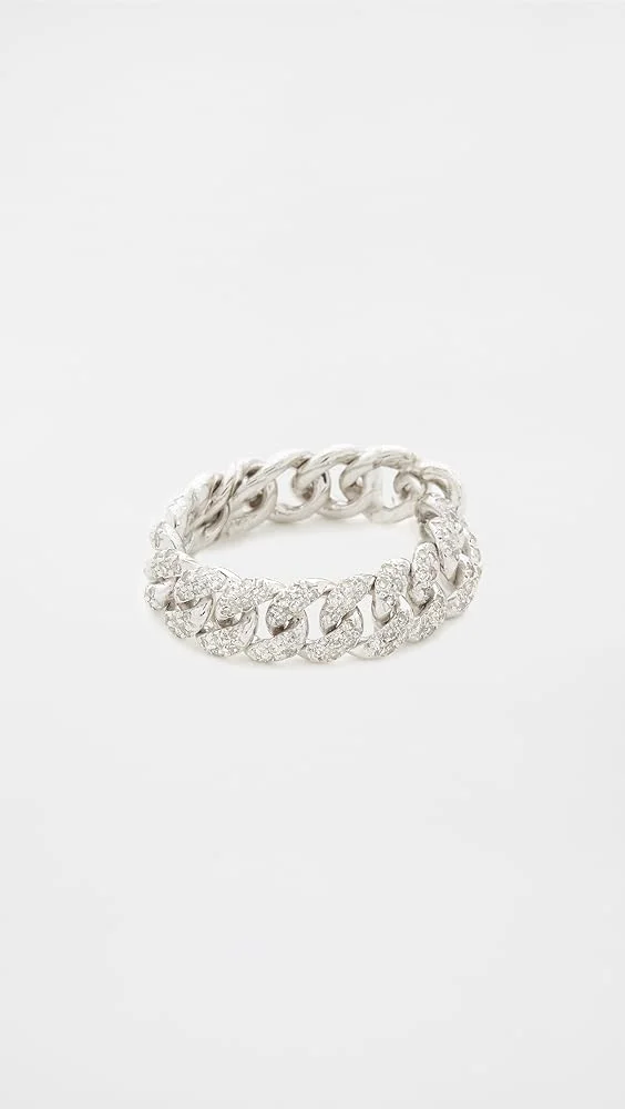 18k Mini Pave Diamond Link Ring