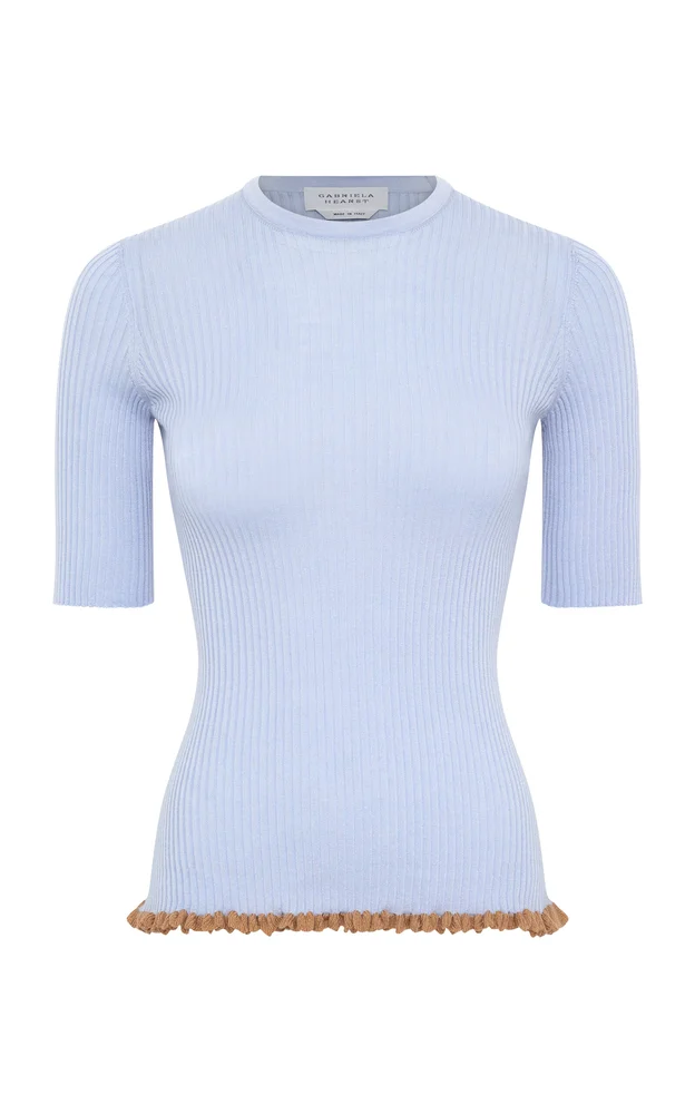 Mireya Lace-Trimmed Ribbed Wool-Silk Top