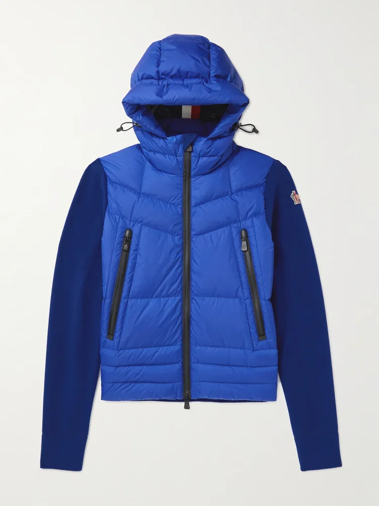 Panelled Quilted Shell and Fleece Hooded Down Ski Jacket