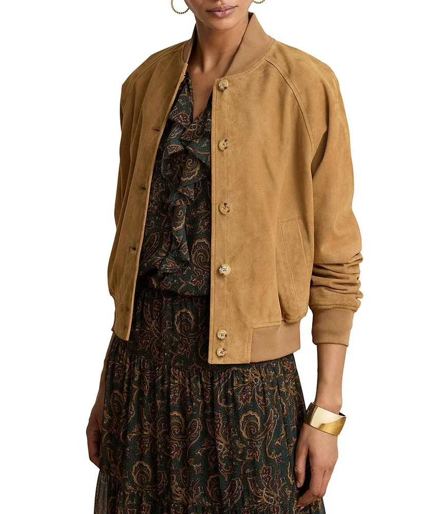 Suede Baseball Collar Flight Jacket