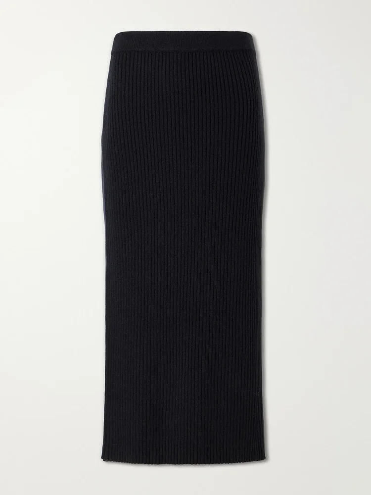 Wool and cashmere-blend midi skirt