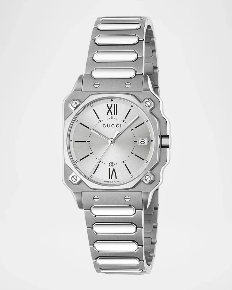 Stainless Steel G-Flat 30mm Bracelet Watch with Silver Dial