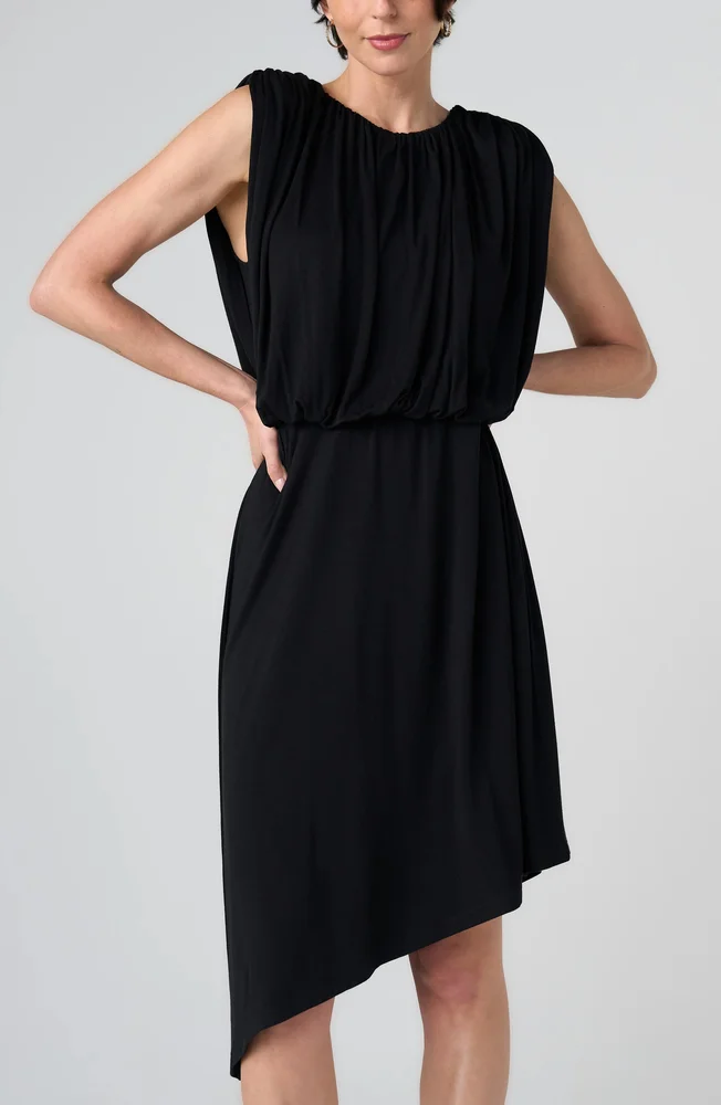 DRAPED ASYMMETRICAL KNIT DRESS