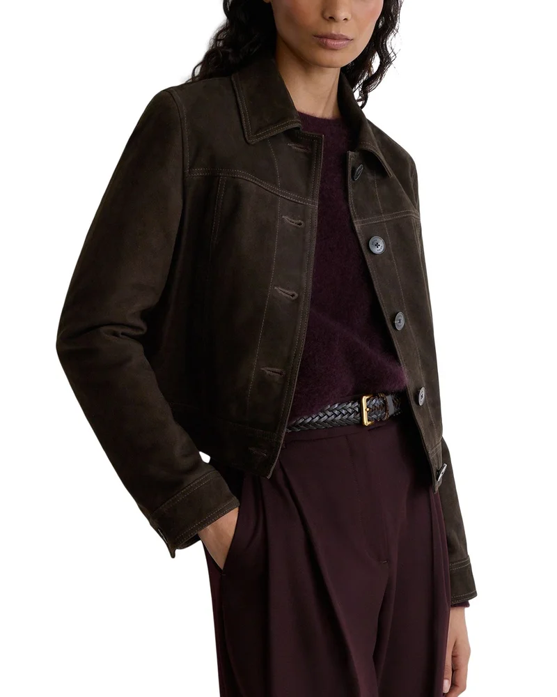 Callie Suede Trucker Jacket