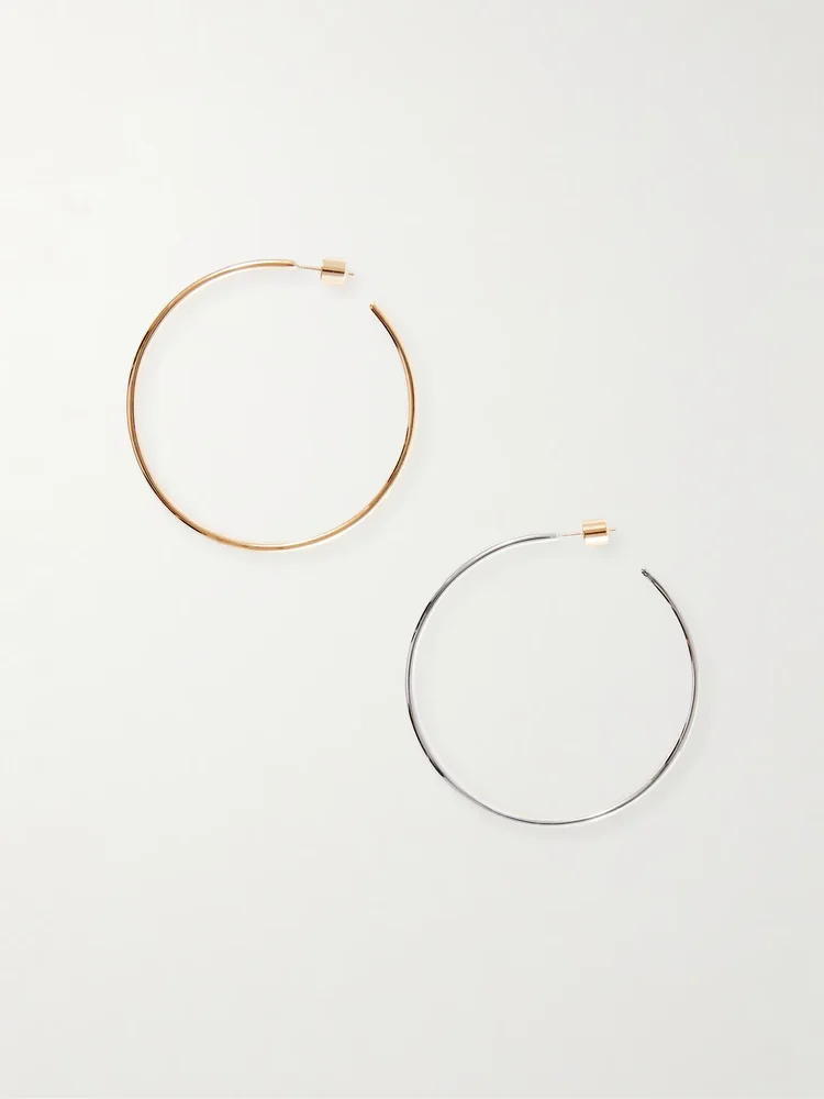 Thread gold and silver-tone hoop earrings