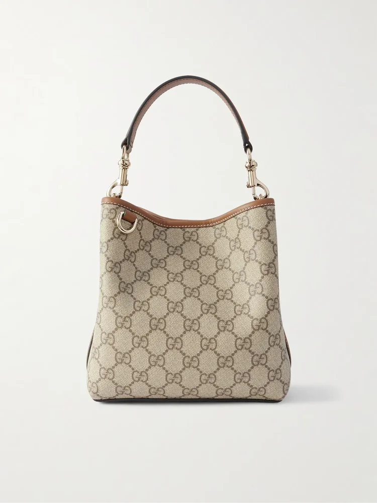 Brown GG Supreme Canvas Ophidia Bucket Bag Small