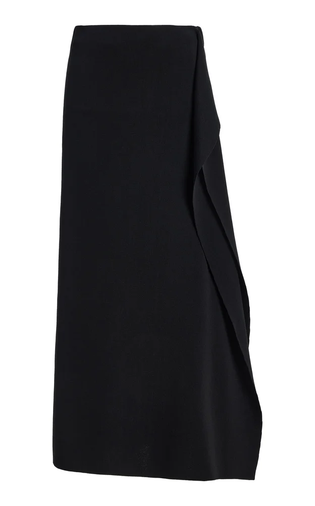 Draped Knit Midi Skirt