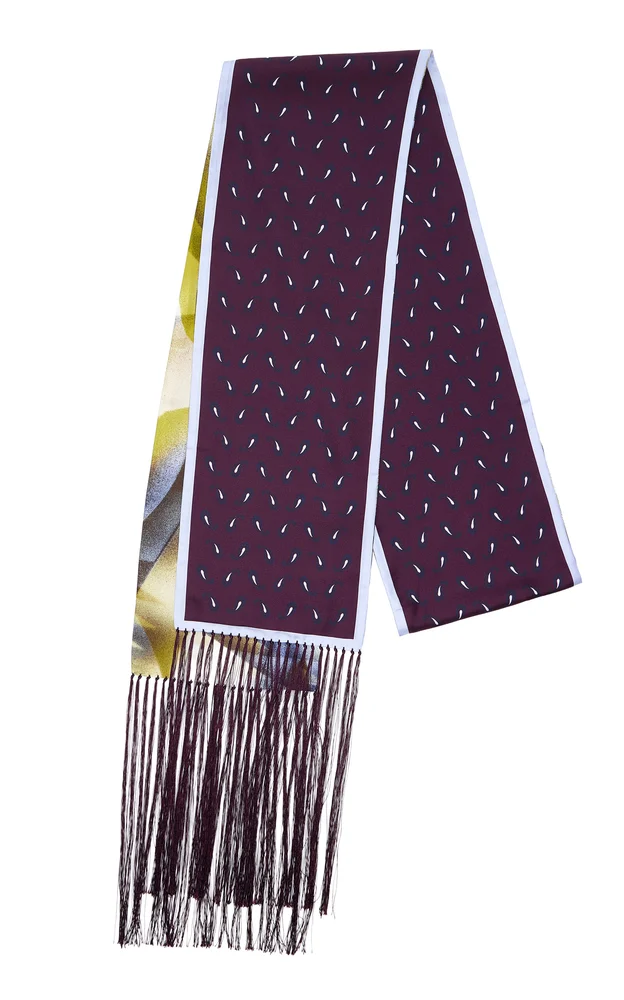 Fringed Silk-Twill Double Scarf