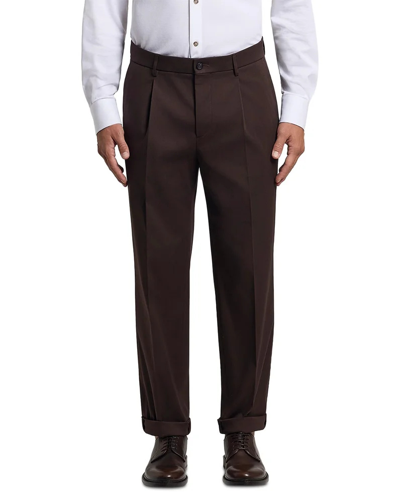 Leisure Fit Pleated Tailored Trousers