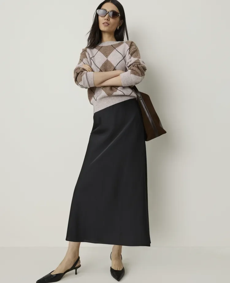 Satin Bias Midi Slip Skirt