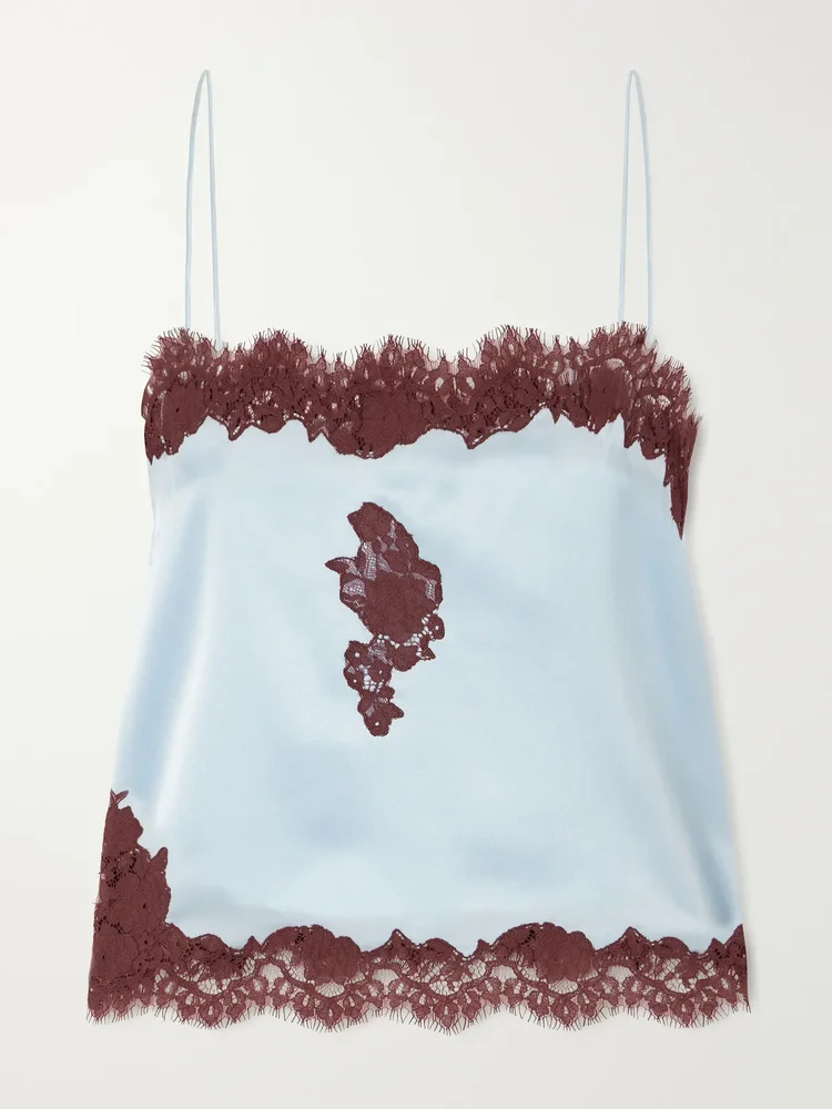 Avelaine lace-trimmed silk-satin cami
