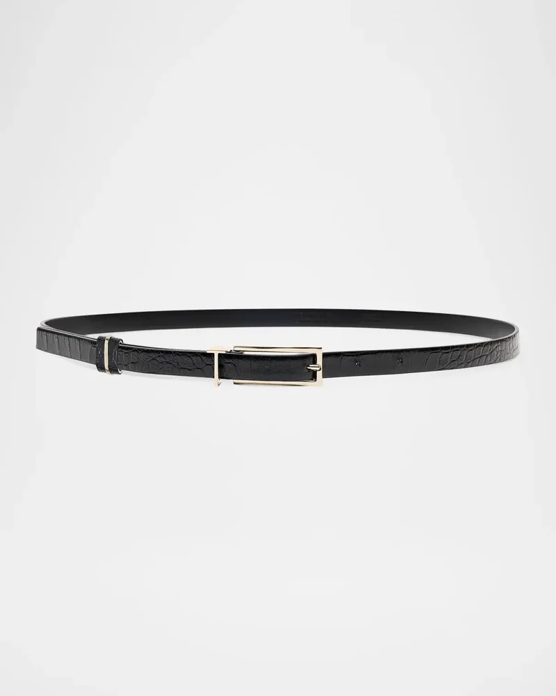 T Loop Crocodile Printed Leather Belt