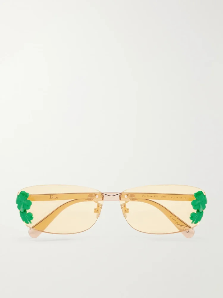 Dior Clover S1U rectangular gold-tone sunglasses