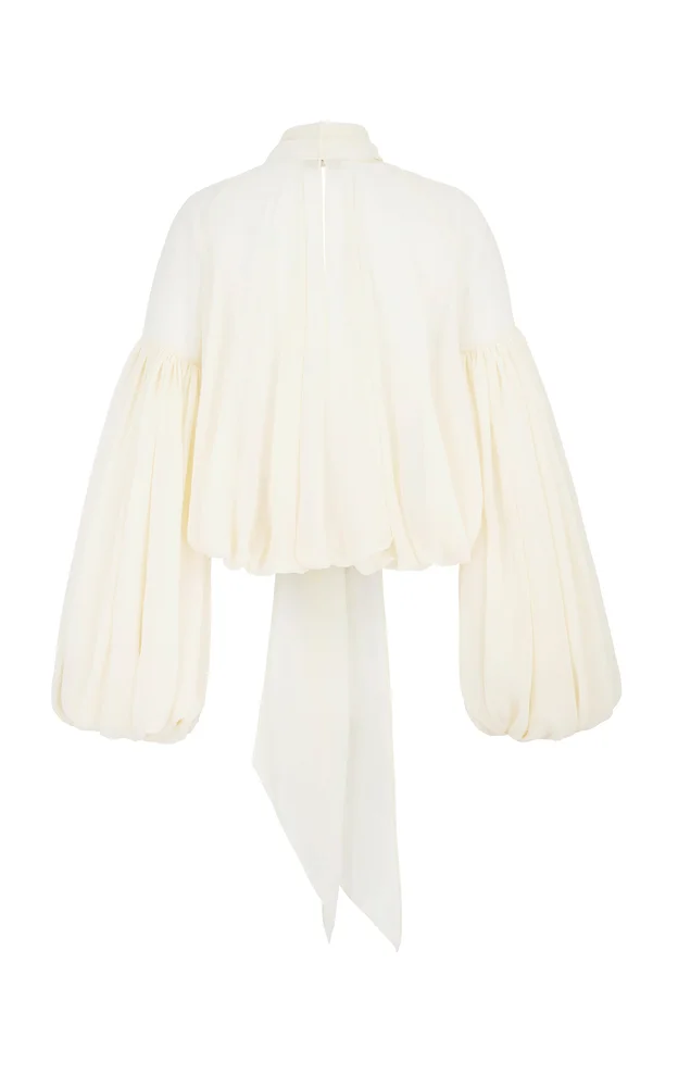 Solana Crepe Tie-Neck Top