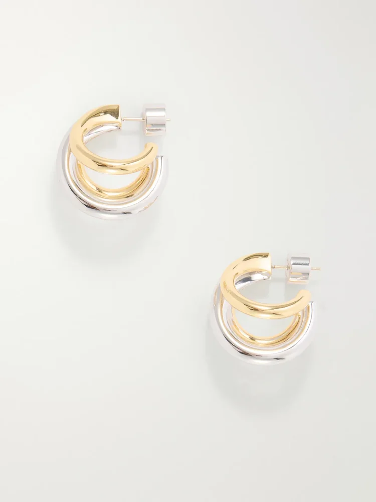 Triple Lilly 10-karat gold and sterling silver-plated brass earrings
