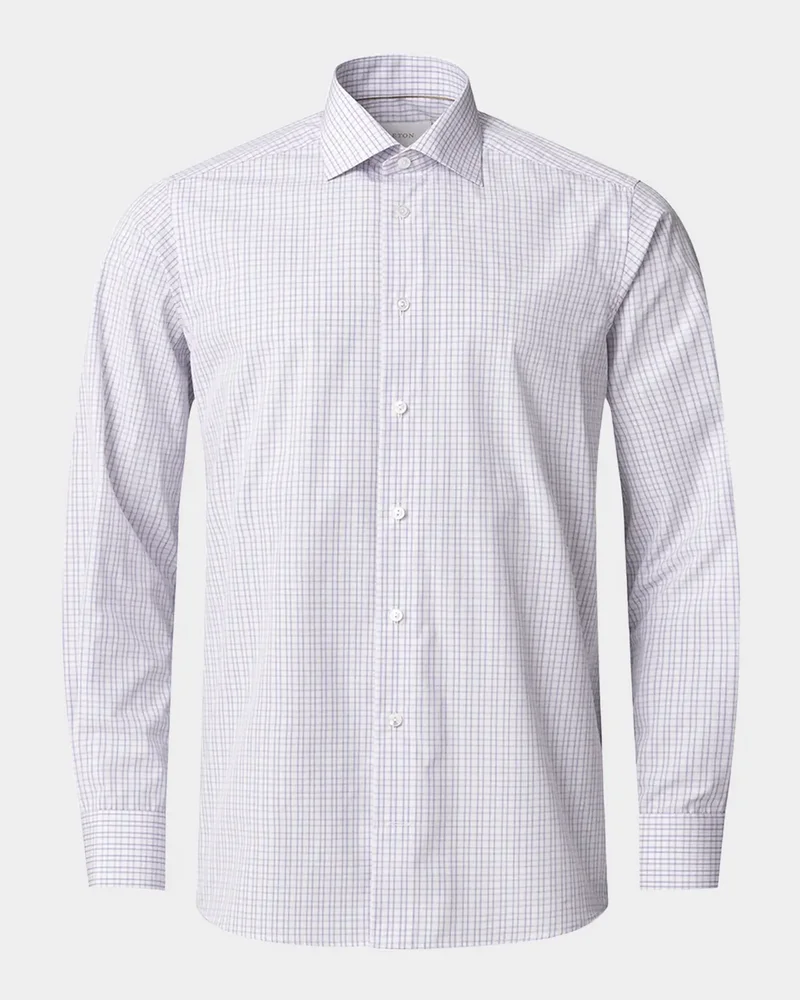 Men's Elevated Grid Check Supima 120 Contemporary-Fit Dress Shirt