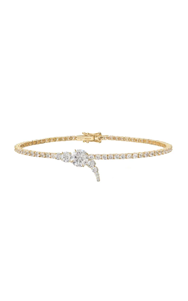 Petite Serif 18K Yellow Gold Diamond Bracelet