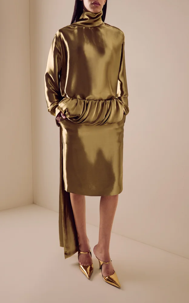 Metallic Lamé Midi Skirt