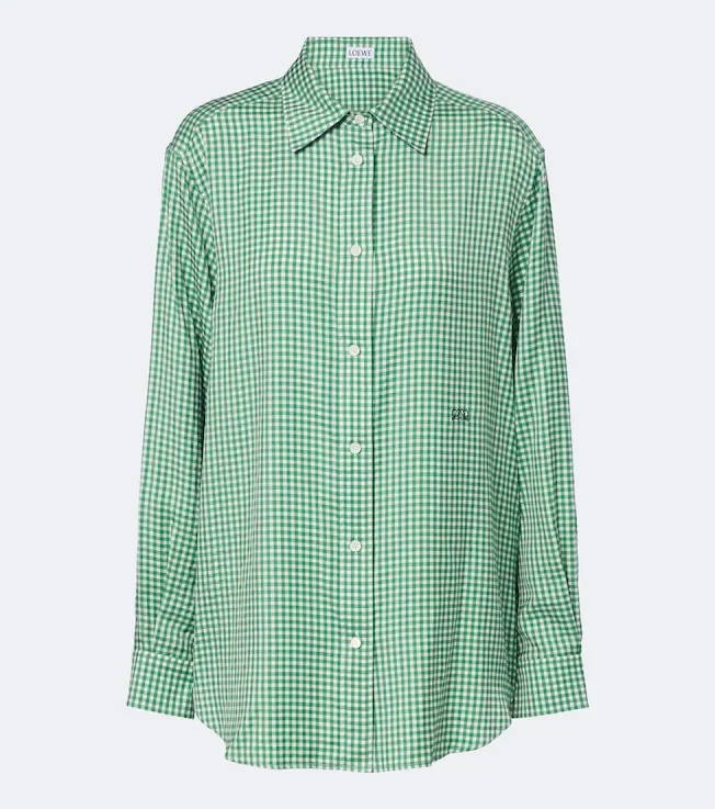 Double L gingham silk twill shirt