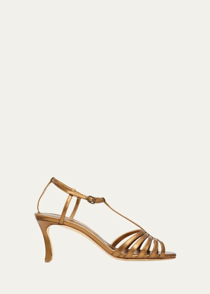 90mm Fulconpla Metallic Leather Caged Sandals
